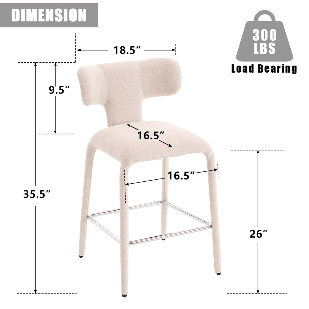 YOUNIKE Wingback Bar Stools Sleek Modern Counter Stools