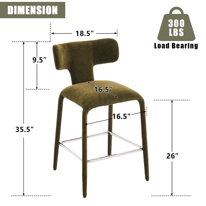 YOUNIKE Wingback Bar Stools Sleek Modern Counter Stools