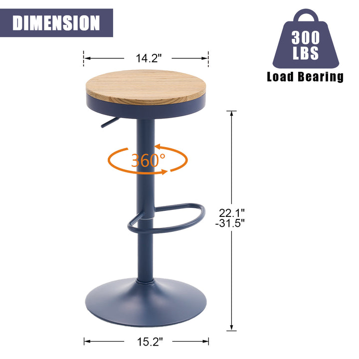 YOUNIKE Bar Stools Wooden Swivel Counter Stools