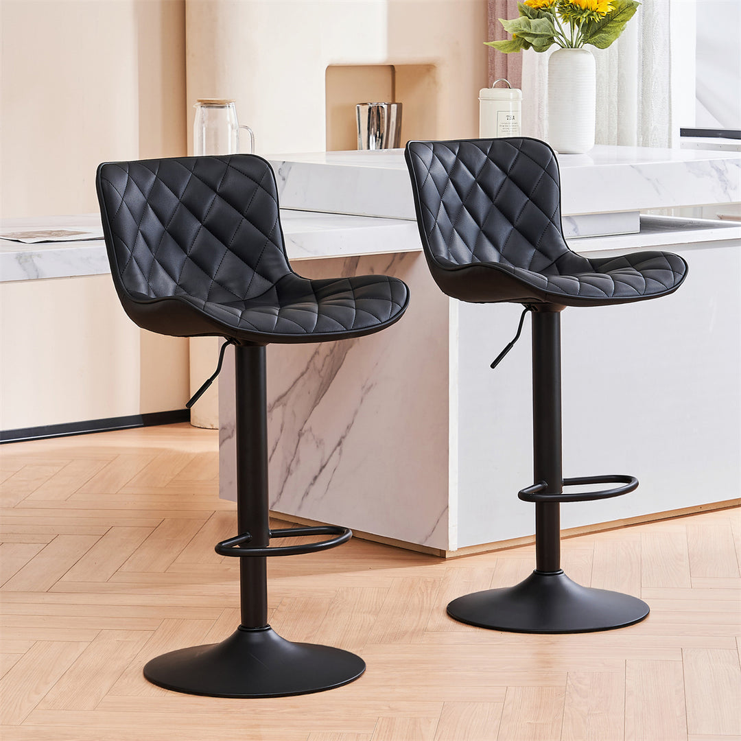 YOUNIKE Bar Stools PU Leather Swivel Stools with Back Set of 2