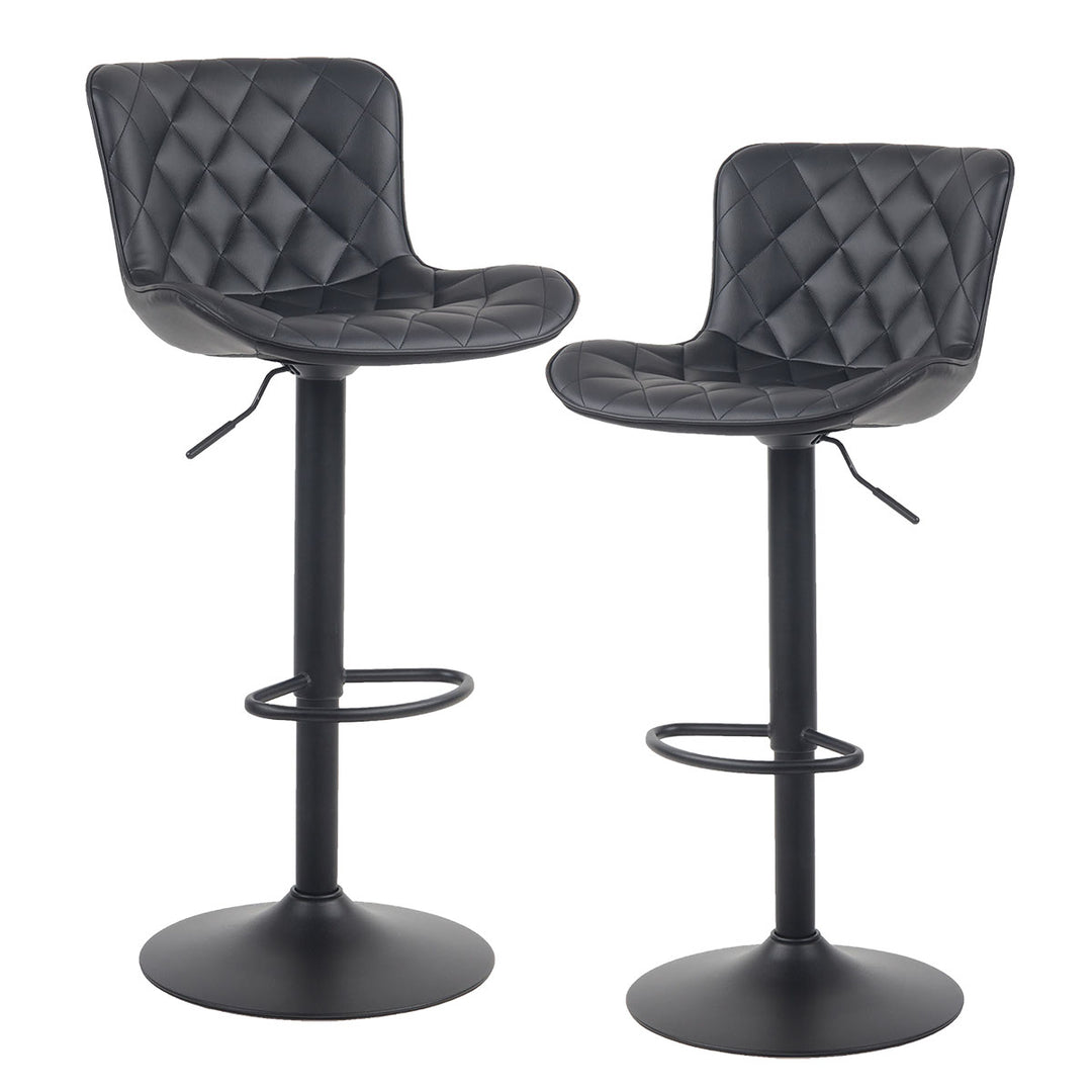 YOUNIKE Bar Stools PU Leather Swivel Stools with Back Set of 2
