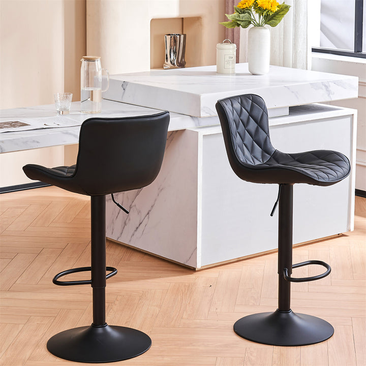 YOUNIKE Bar Stools PU Leather Swivel Stools with Back Set of 2