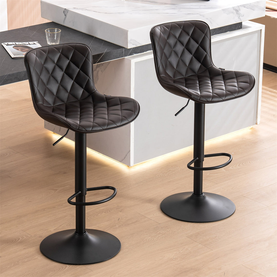 YOUNIKE Bar Stools PU Leather Swivel Stools with Back Set of 2