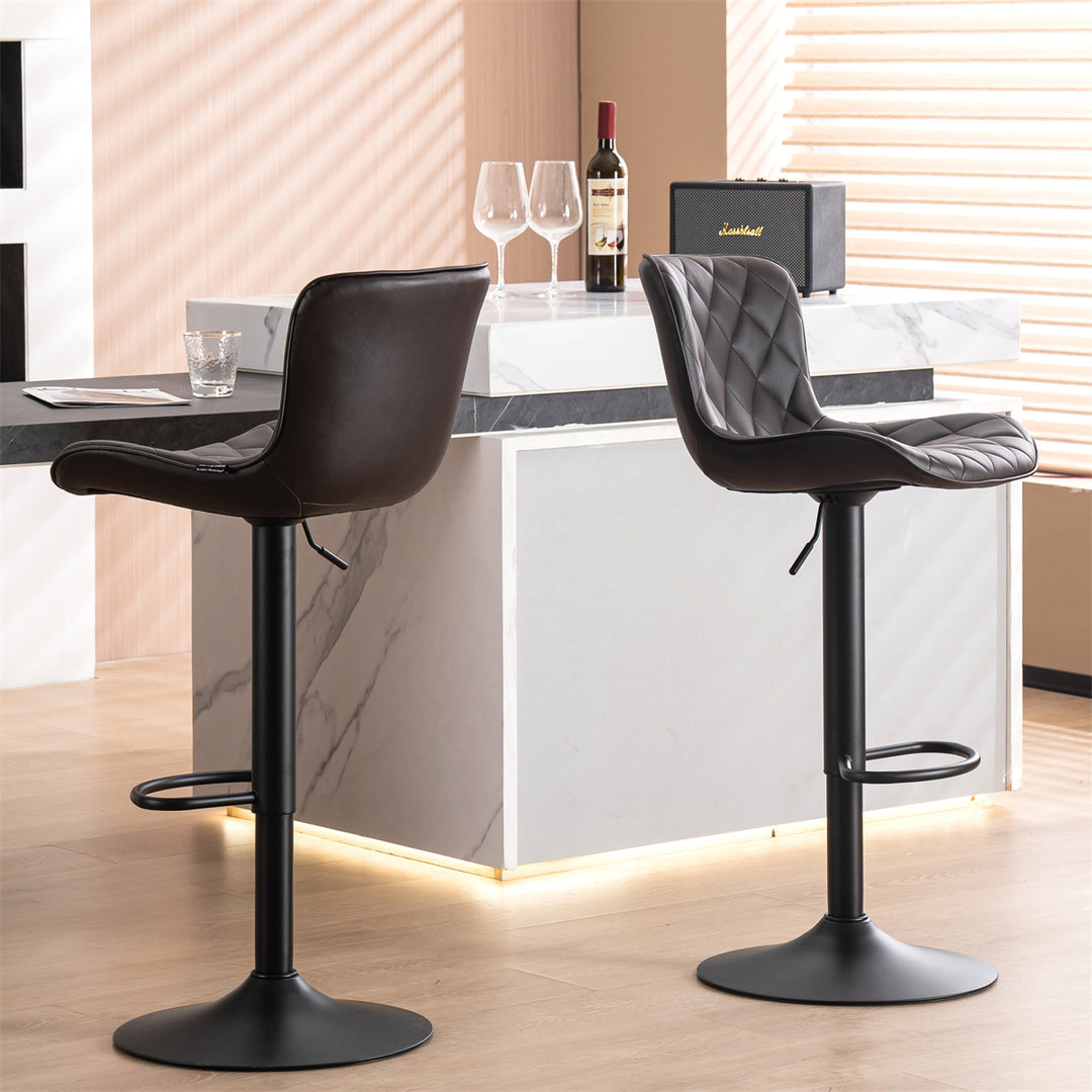 YOUNIKE Bar Stools PU Leather Swivel Stools with Back Set of 2
