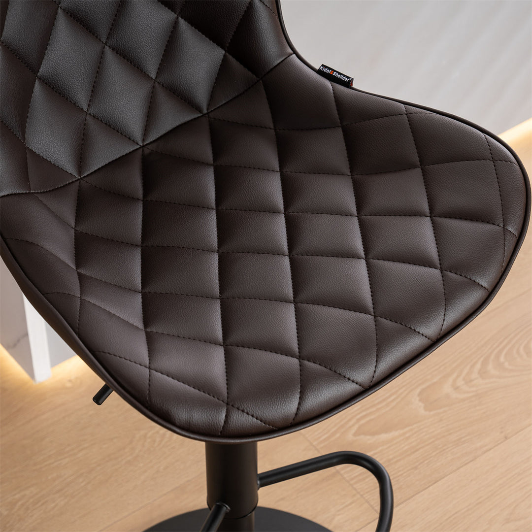 YOUNIKE Bar Stools PU Leather Swivel Stools with Back Set of 2