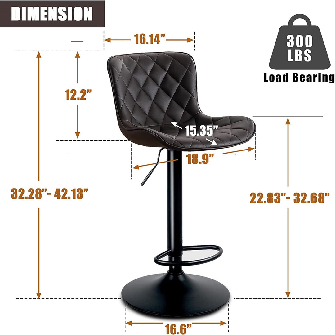 YOUNIKE Bar Stools PU Leather Swivel Stools with Back Set of 2