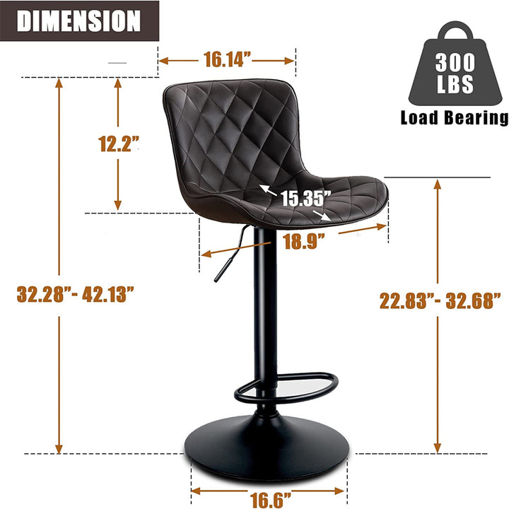 YOUNIKE Bar Stools PU Leather Swivel Stools with Back Set of 2