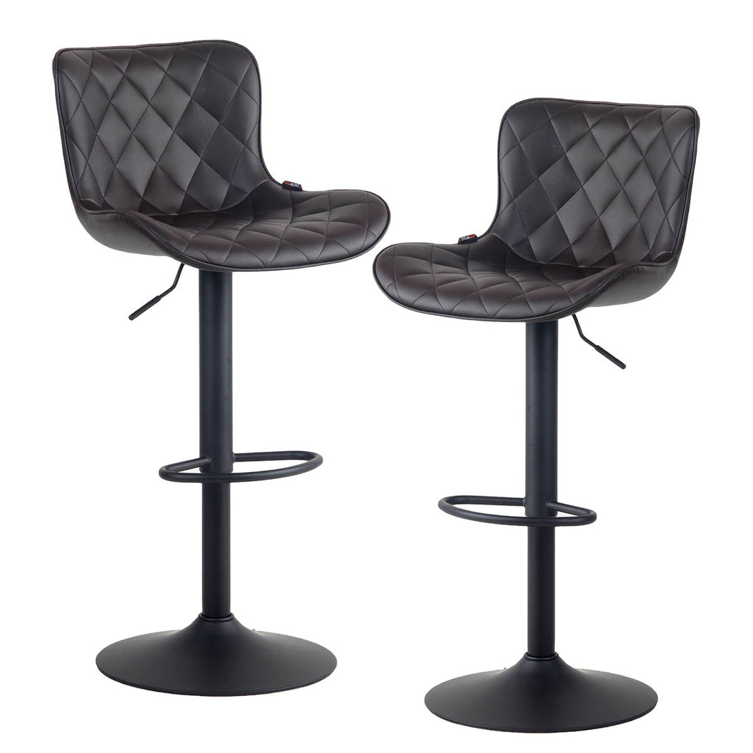 YOUNIKE Bar Stools PU Leather Swivel Stools with Back Set of 2