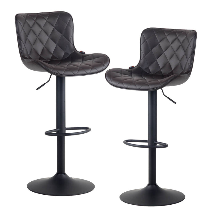YOUNIKE Bar Stools PU Leather Swivel Stools with Back Set of 2