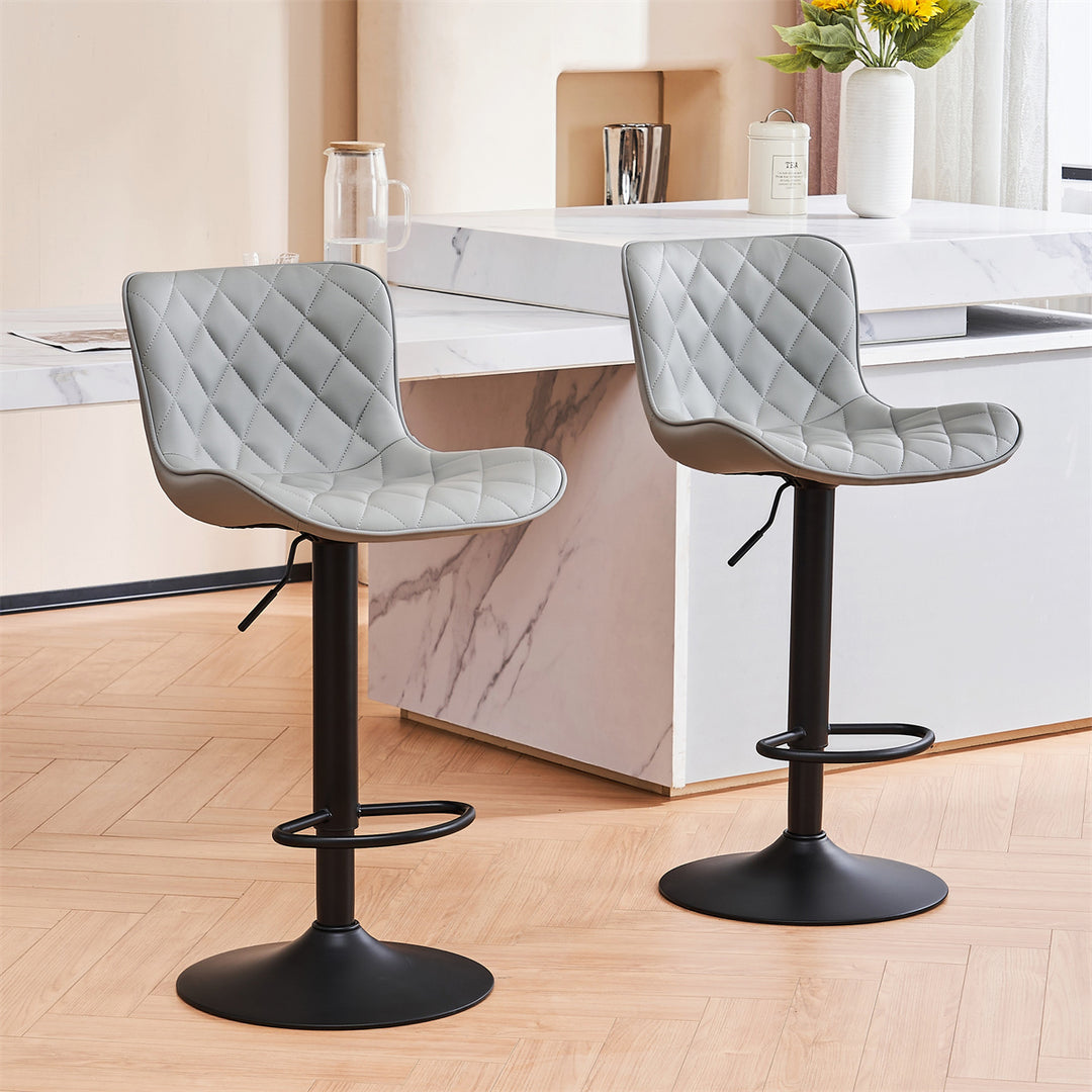 YOUNIKE Bar Stools PU Leather Swivel Stools with Back Set of 2