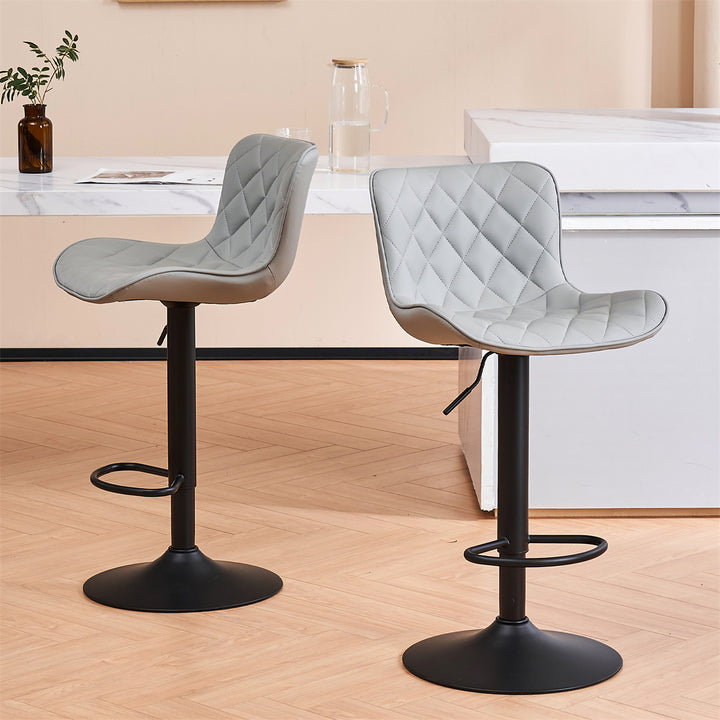 YOUNIKE Bar Stools PU Leather Swivel Stools with Back Set of 2