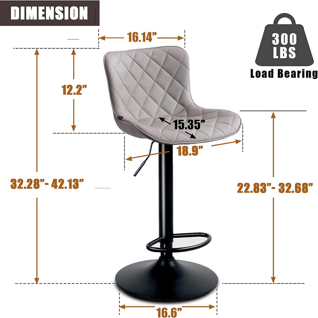 YOUNIKE Bar Stools PU Leather Swivel Stools with Back Set of 2