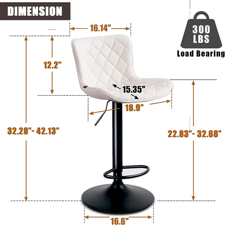 YOUNIKE Bar Stools PU Leather Swivel Stools with Back Set of 2
