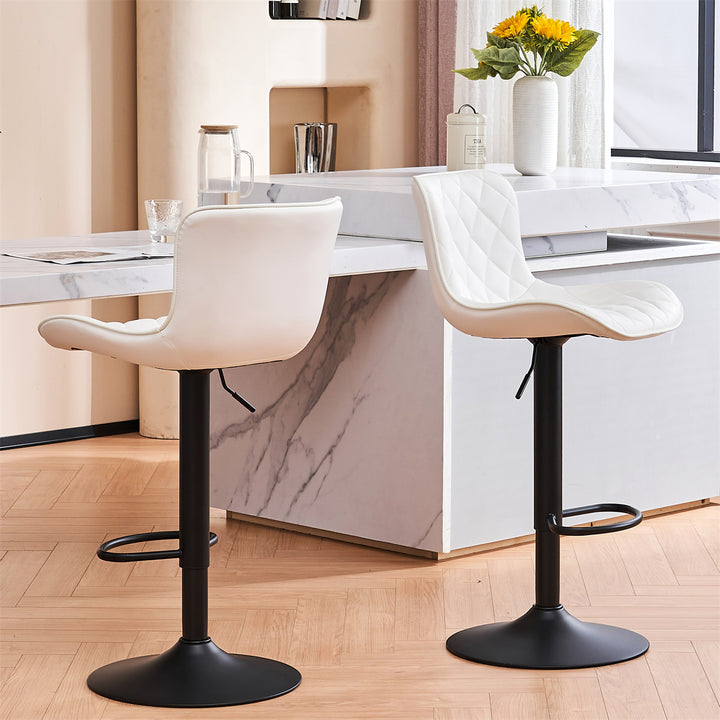 YOUNIKE Bar Stools PU Leather Swivel Stools with Back Set of 2
