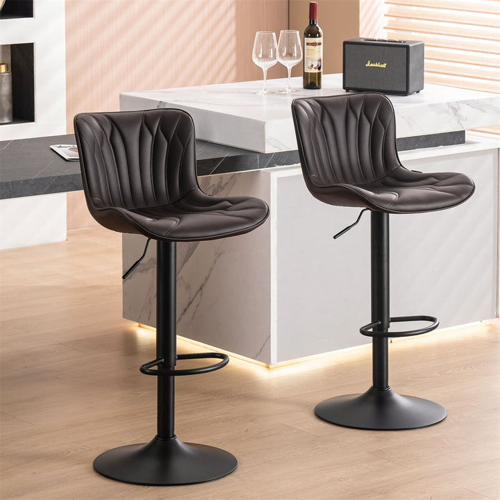 YOUNIKE Swivel Bar Stools Upholstered PU Leather Counter Stools