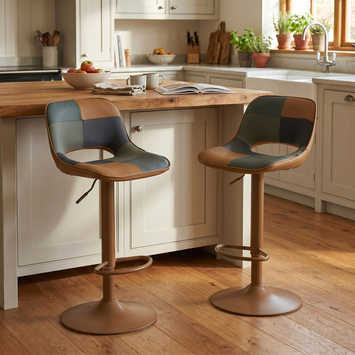 patchwork bar stools-tan