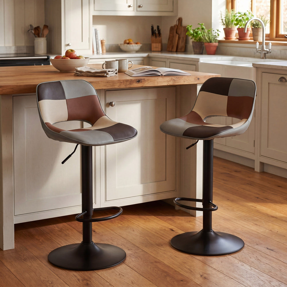 patchwork bar stools-gray