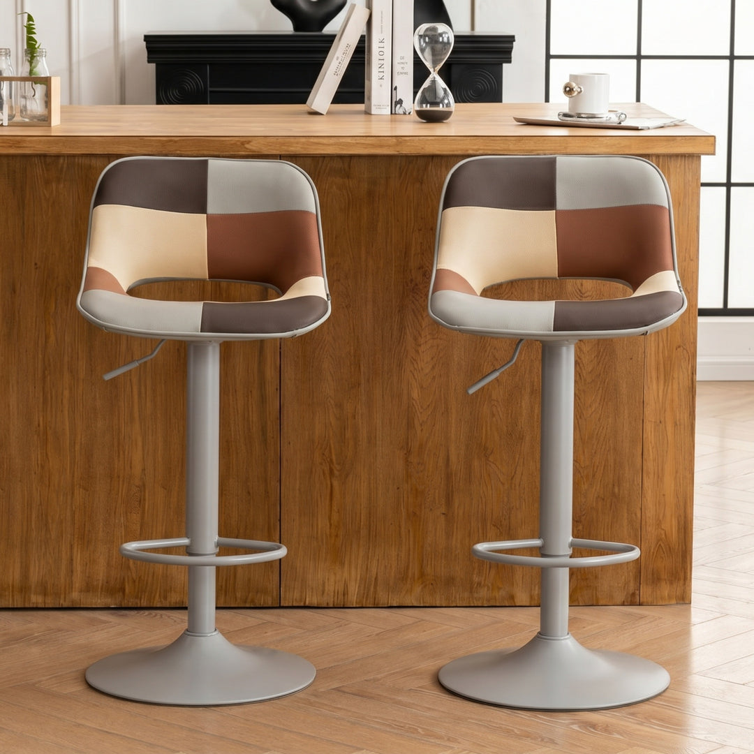 YOUNIKE Bar Stools Patchwork Counter Height Stools Set of 2