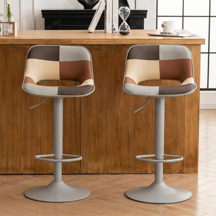 YOUNIKE Bar Stools Patchwork Counter Height Stools Set of 2
