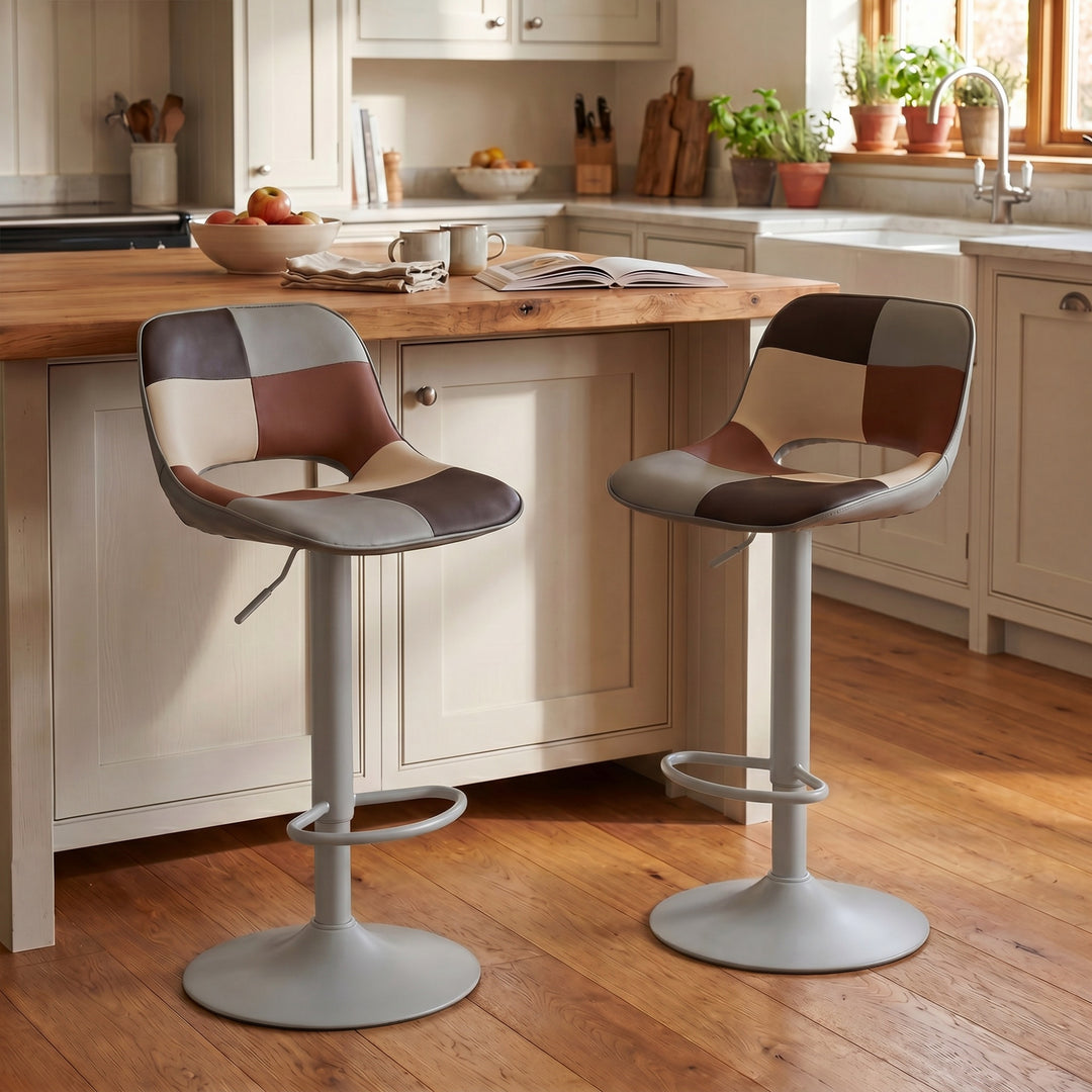 YOUNIKE Bar Stools Patchwork Counter Height Stools Set of 2