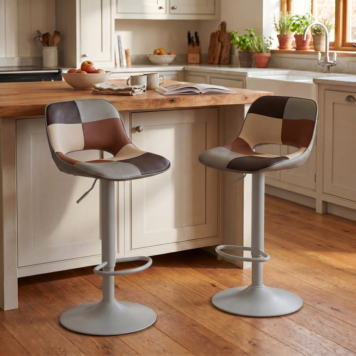 YOUNIKE Bar Stools Patchwork Counter Height Stools Set of 2