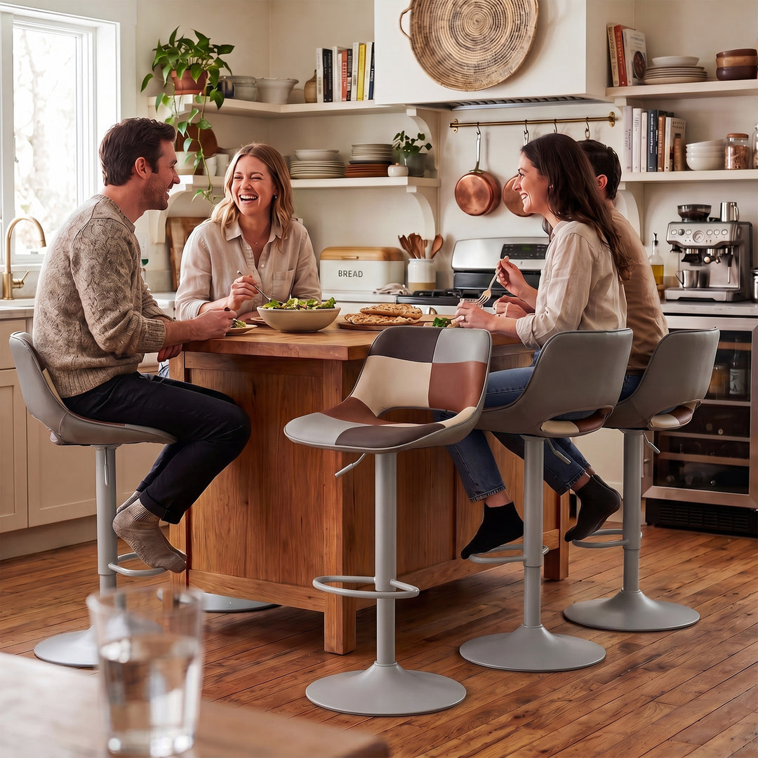 YOUNIKE Bar Stools Patchwork Counter Height Stools Set of 2