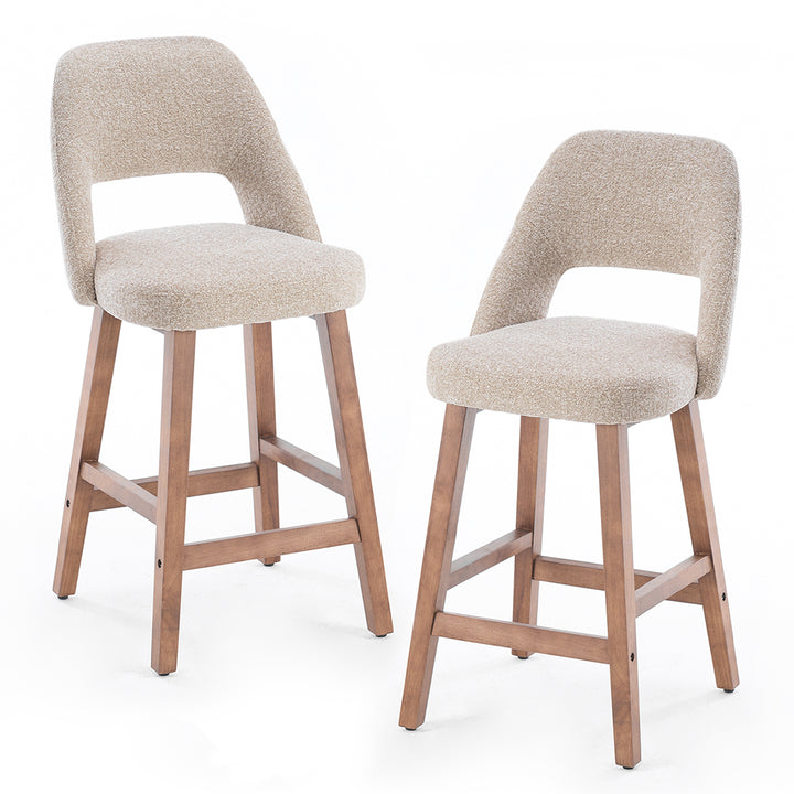 YOUNIKE Bar Stools Set of 2 Wooden Bar Chairs with Back