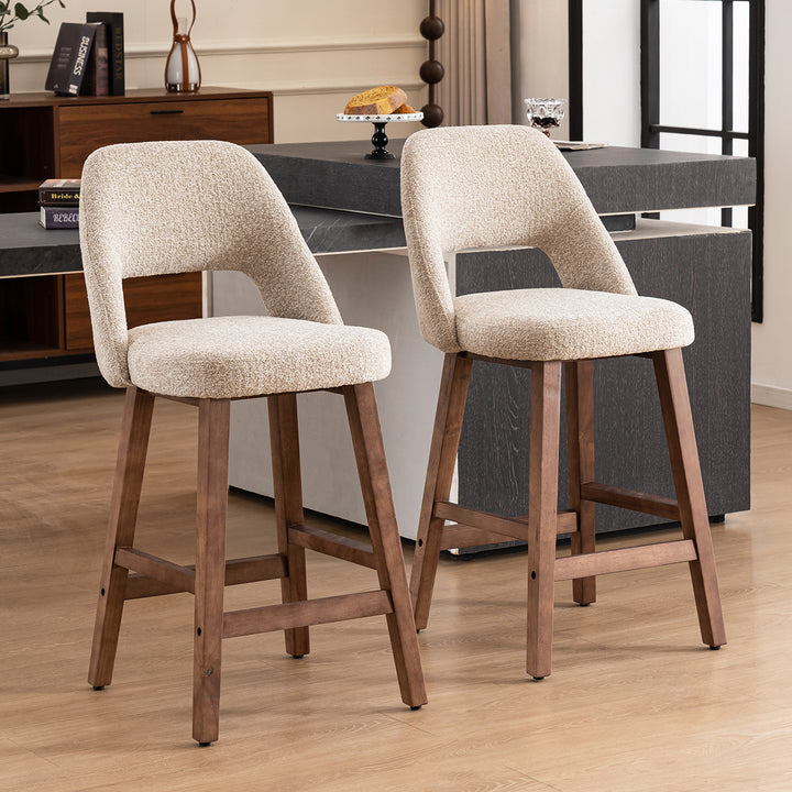 YOUNIKE Bar Stools Set of 2 Wooden Bar Chairs with Back