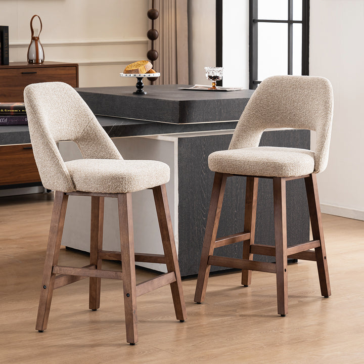 YOUNIKE Bar Stools Set of 2 Wooden Bar Chairs with Back