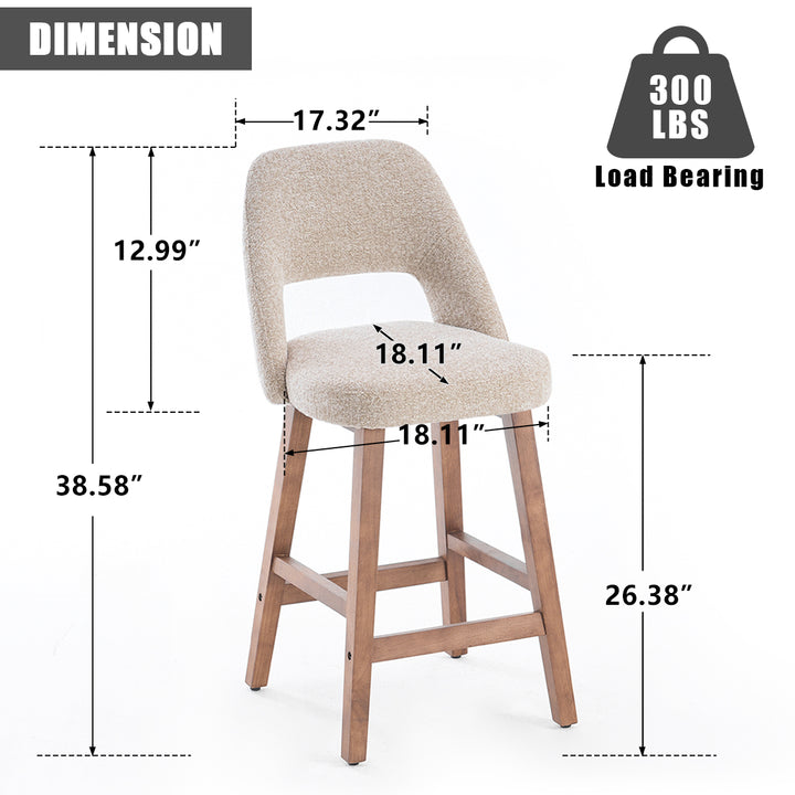 YOUNIKE Bar Stools Set of 2 Wooden Bar Chairs with Back