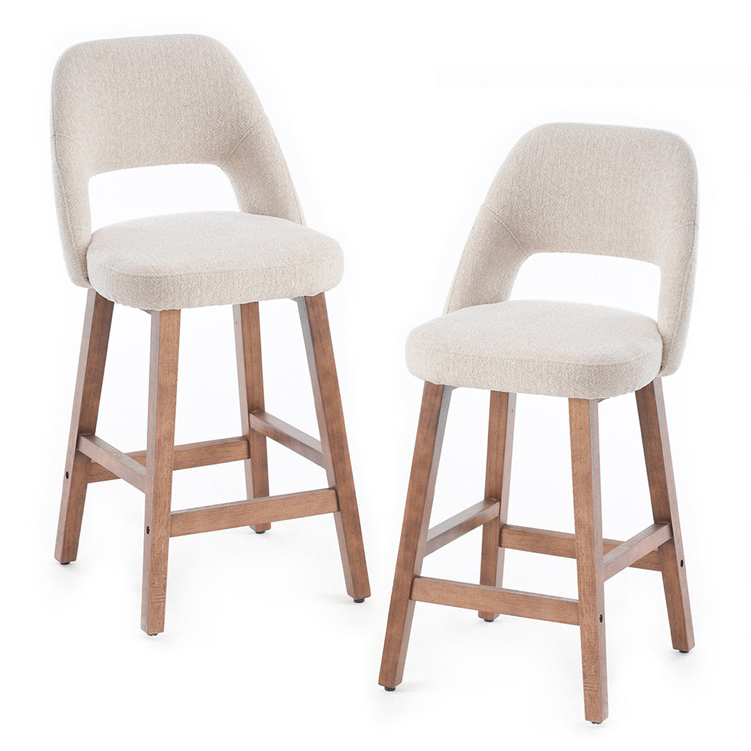 YOUNIKE Bar Stools Set of 2 Wooden Bar Chairs with Back