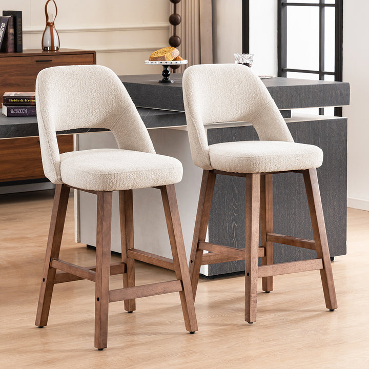 YOUNIKE Bar Stools Set of 2 Wooden Bar Chairs with Back