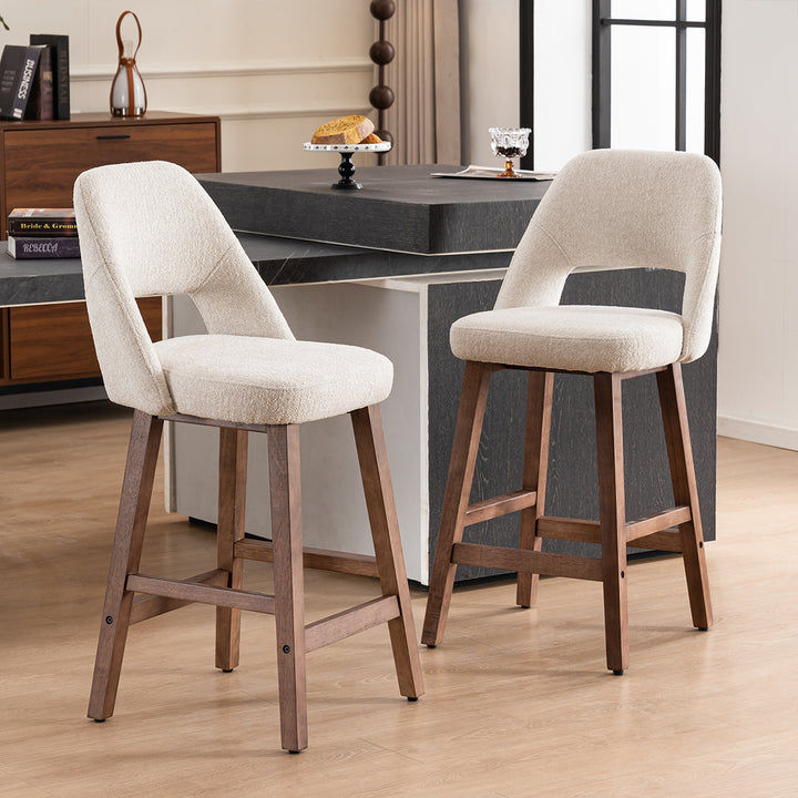 YOUNIKE Bar Stools Set of 2 Wooden Bar Chairs with Back