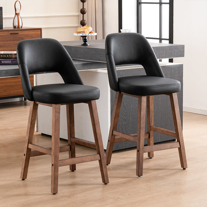 YOUNIKE Bar Stools Set of 2 Wooden Bar Chairs with Back