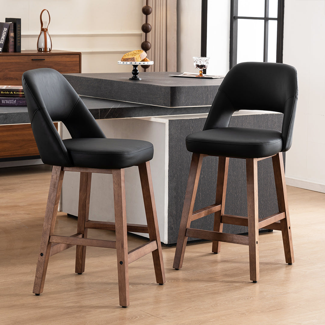 YOUNIKE Bar Stools Set of 2 Wooden Bar Chairs with Back