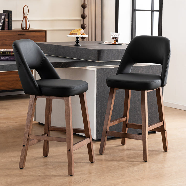 YOUNIKE Bar Stools Set of 2 Wooden Bar Chairs with Back