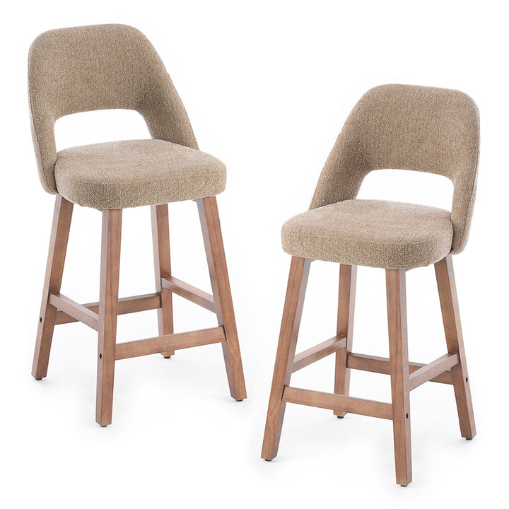 YOUNIKE Bar Stools Set of 2 Wooden Bar Chairs with Back