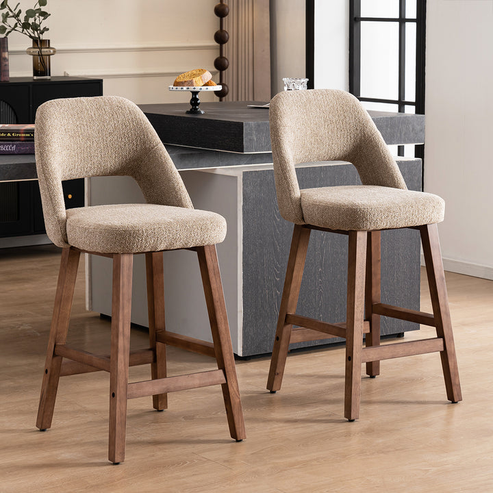 YOUNIKE Bar Stools Set of 2 Wooden Bar Chairs with Back