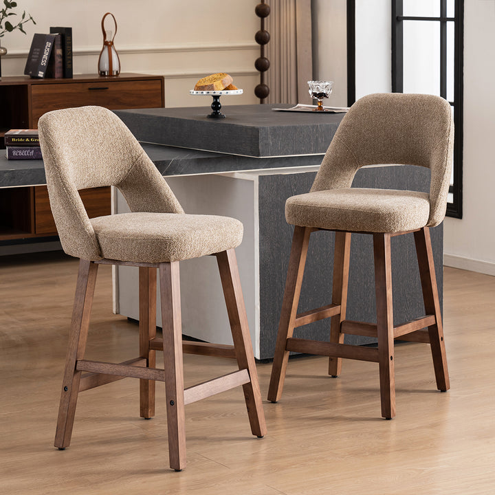 YOUNIKE Bar Stools Set of 2 Wooden Bar Chairs with Back