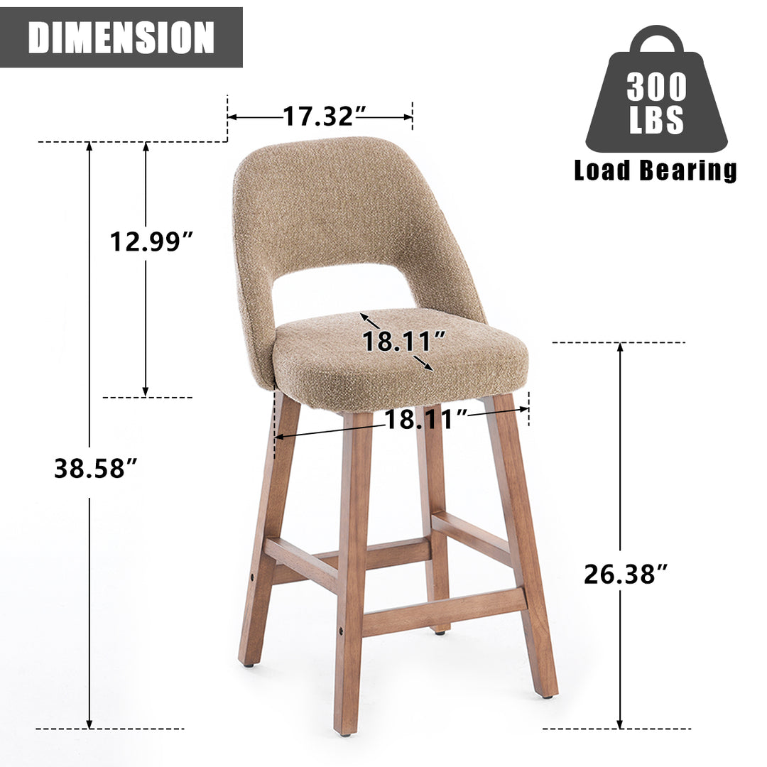 YOUNIKE Bar Stools Set of 2 Wooden Bar Chairs with Back