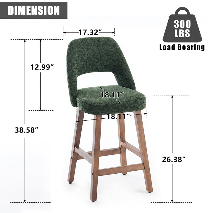 YOUNIKE Bar Stools Set of 2 Wooden Bar Chairs with Back