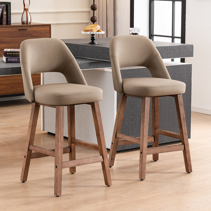 YOUNIKE Bar Stools Set of 2 Wooden Bar Chairs with Back