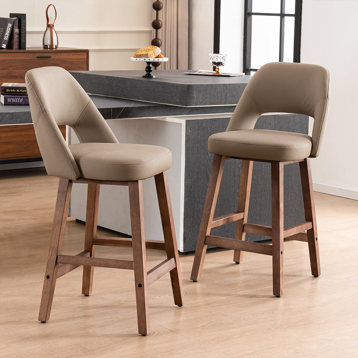 YOUNIKE Bar Stools Set of 2 Wooden Bar Chairs with Back