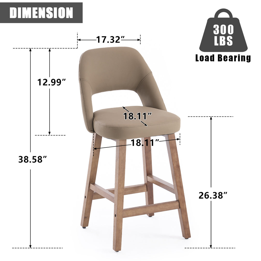 YOUNIKE Bar Stools Set of 2 Wooden Bar Chairs with Back