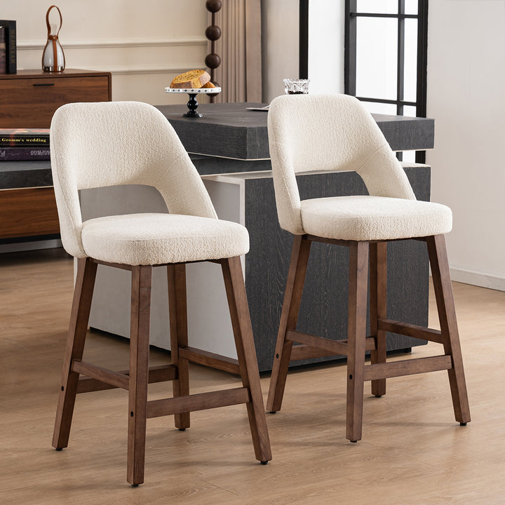 YOUNIKE Bar Stools Set of 2 Wooden Bar Chairs with Back