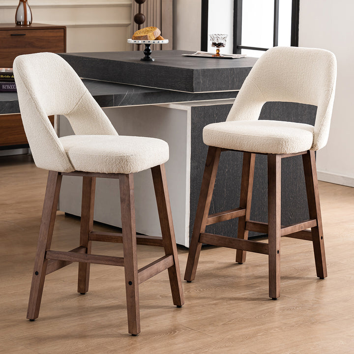 YOUNIKE Bar Stools Set of 2 Wooden Bar Chairs with Back