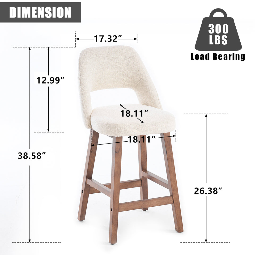 YOUNIKE Bar Stools Set of 2 Wooden Bar Chairs with Back