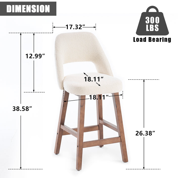 YOUNIKE Bar Stools Set of 2 Wooden Bar Chairs with Back
