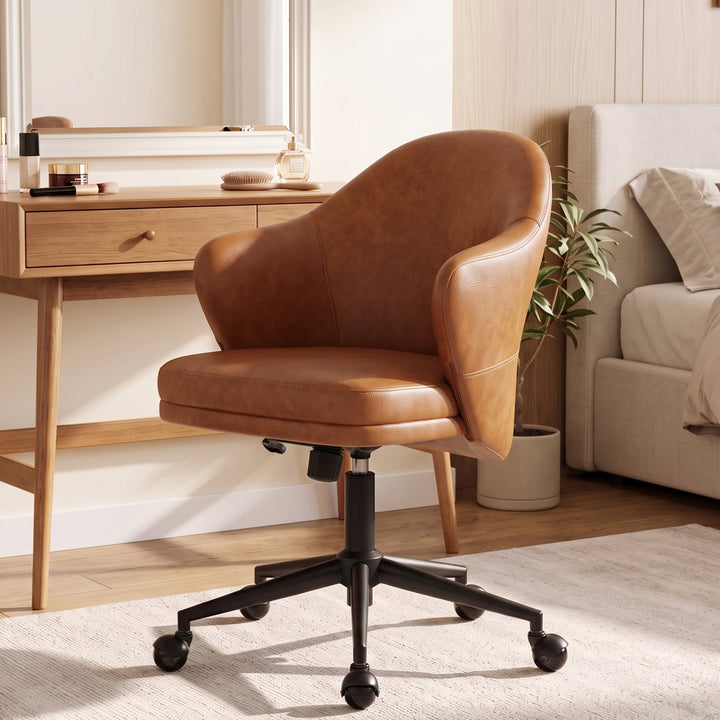 YOUNIKE Modern Shell Office Chair with Arms Rolling Swivel Home Office Chair