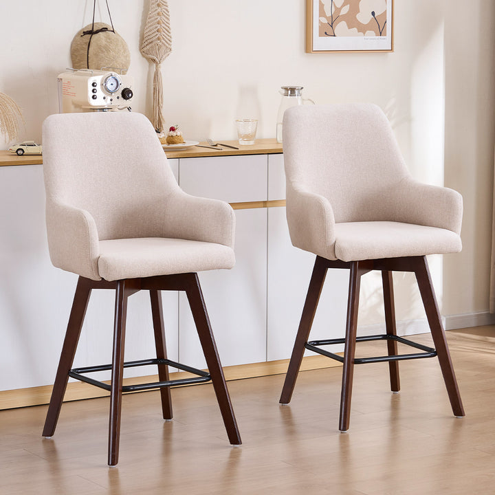 YOUNIKE Swivel Bar Chairs Wooden Bar Stools